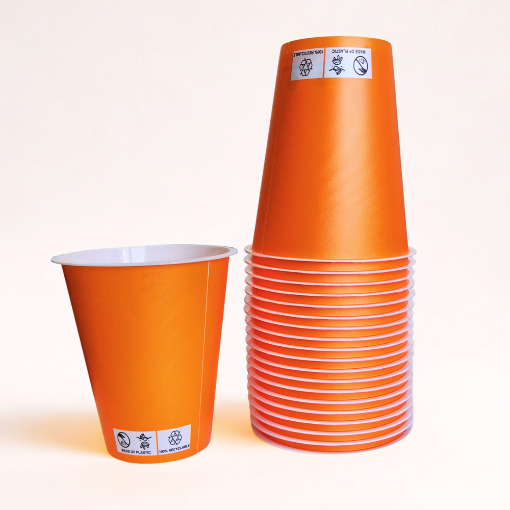 Oranje Plastic Bekers, 20 Stuks 300ML